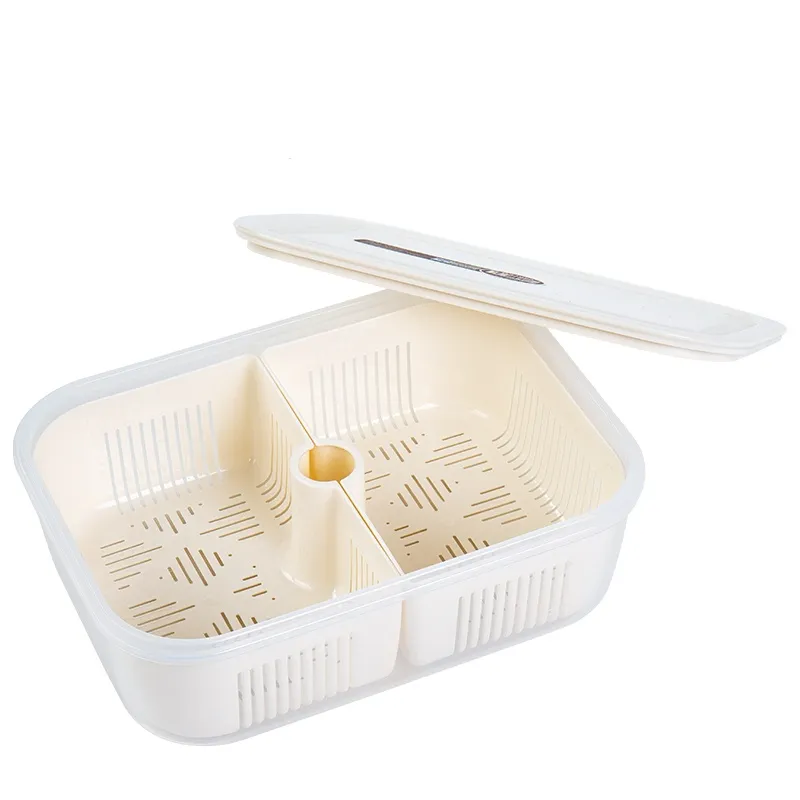2 compartment food containers with Drain Hole wholesale