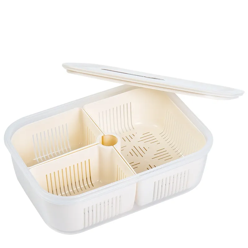 3 compartment food containers with Drain Hole