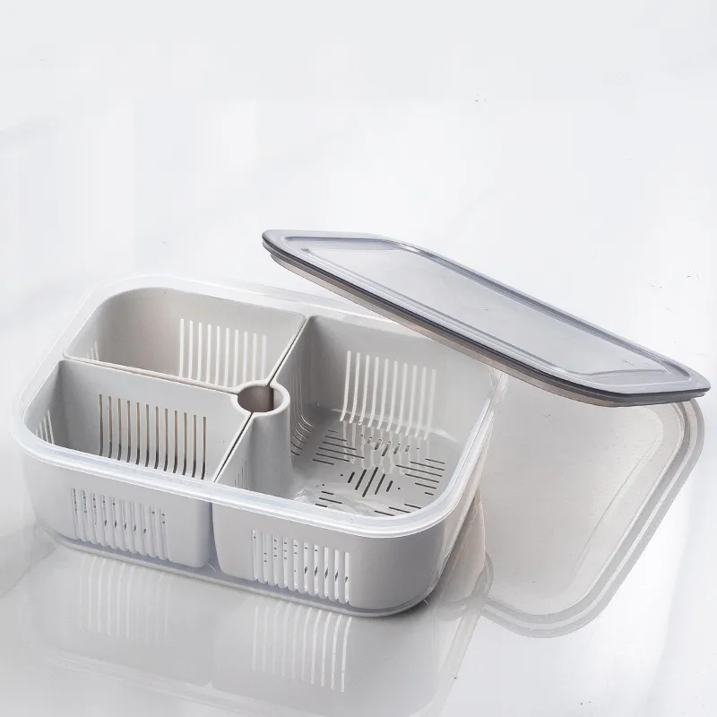 3 compartment meal prep containers with drain hole