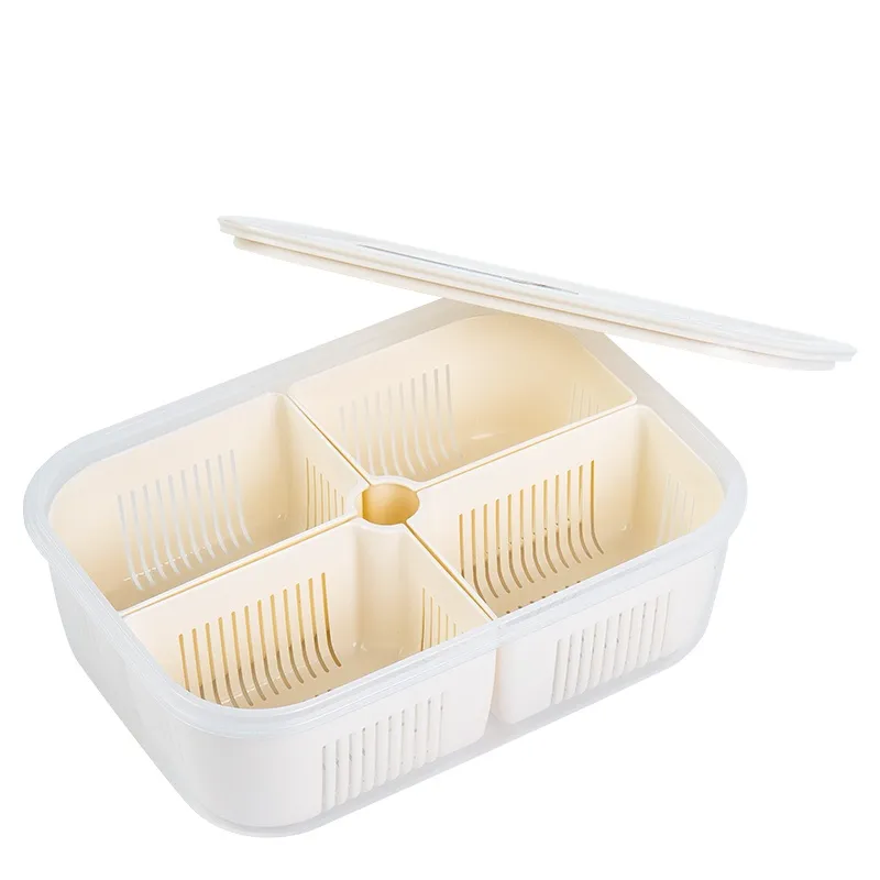 4 compartment food containers with Drain Hole