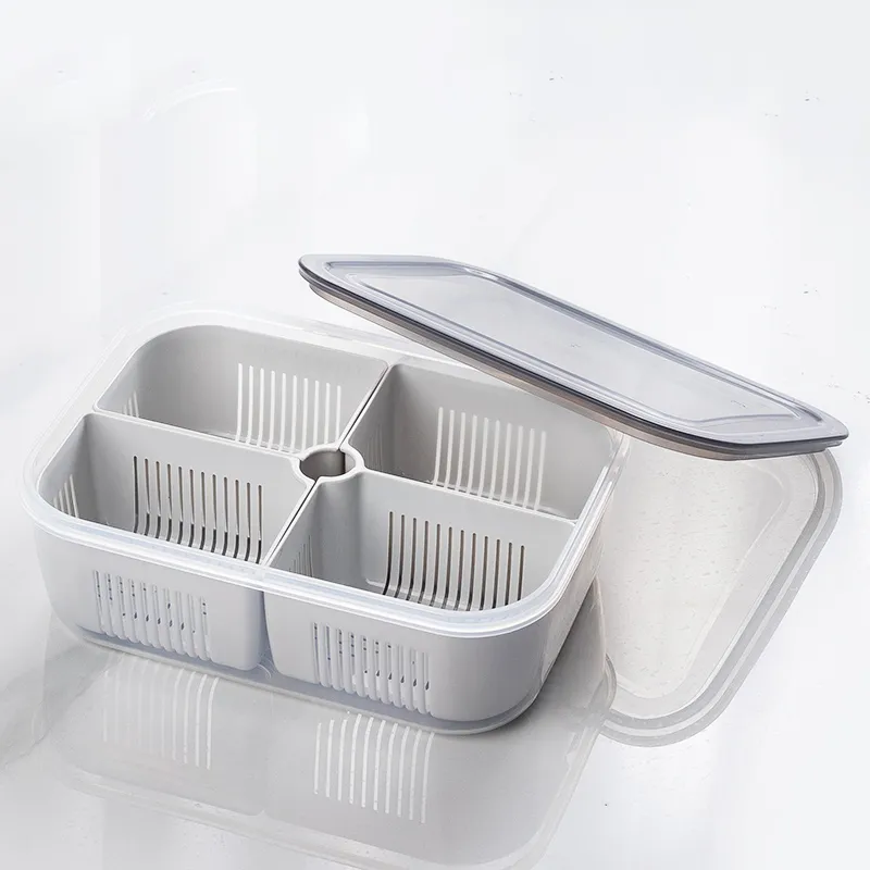 4 compartment meal prep containers with drain hole