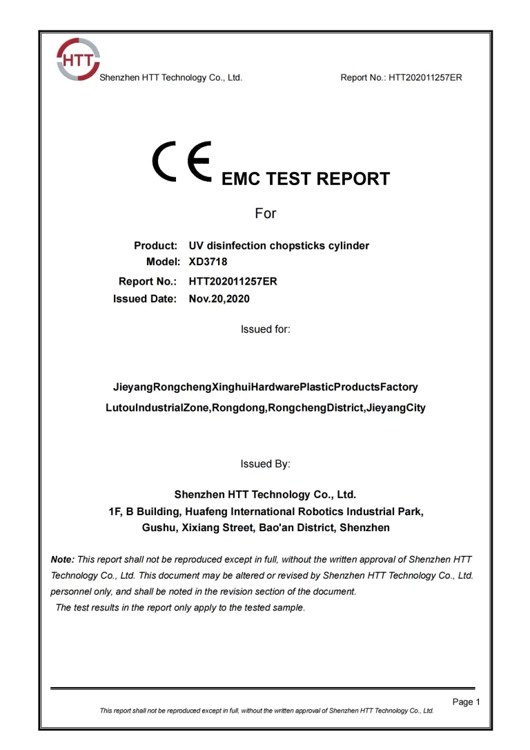 EMC TEST REPORT -chopsticks tube