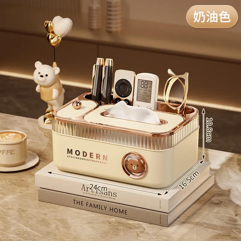 Custom Plastic Tissue Boxes with toothpick and cotton swab holder (4)