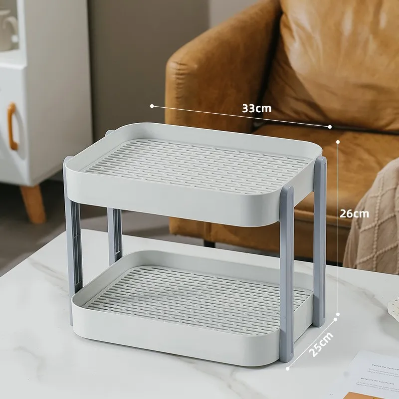 Double Layer Plastic Storage Racks Wholesale - gray