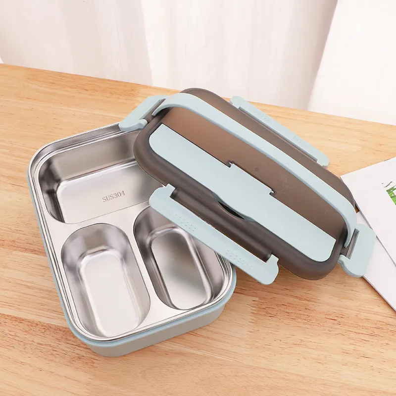 3 compartments Bulk Green Lunch Boxes for Kids (4)