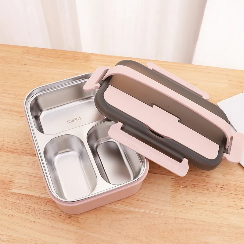 3 compartments Bulk Pink Lunch Boxes for Kids (5)