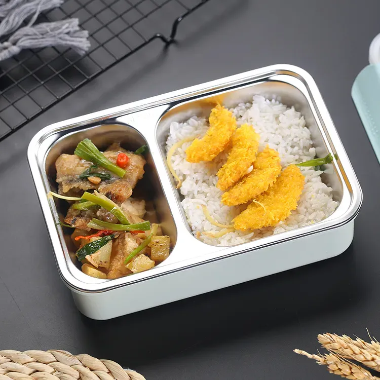 food in stainless steel lunch